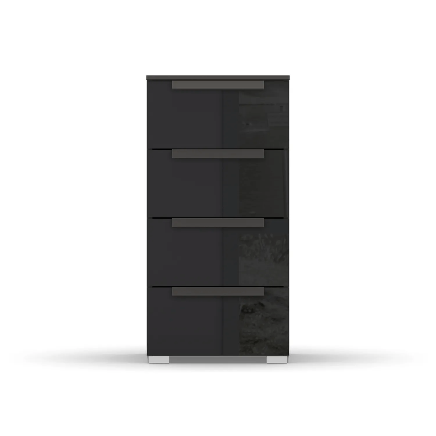 Rauch Frans 4 Drawer Glass Narrow Chest in Graphite - Front view