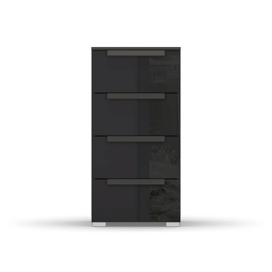 Rauch Frans 4 Drawer Glass Narrow Chest in Graphite - Front view
