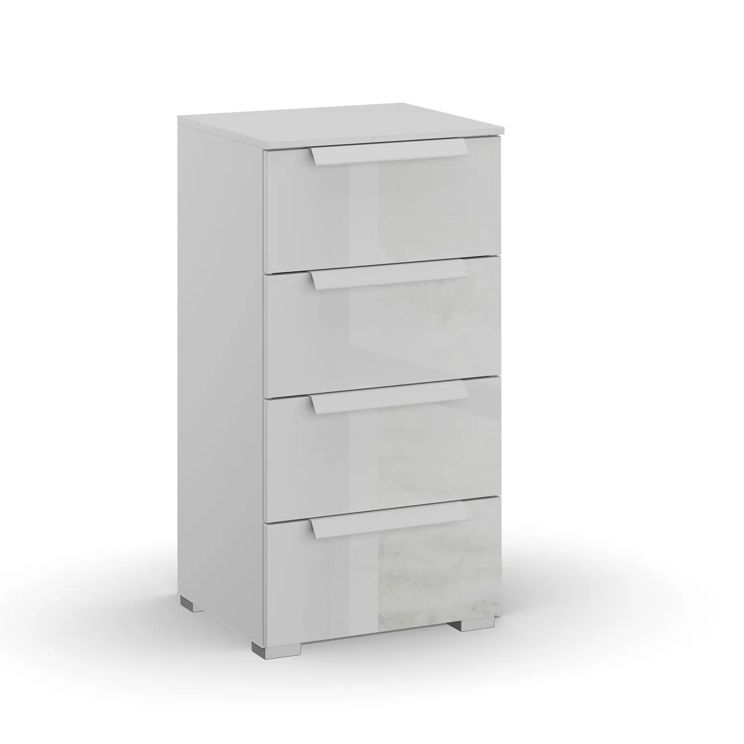 Rauch Frans 4 Drawer Glass Narrow Chest in Silk Grey