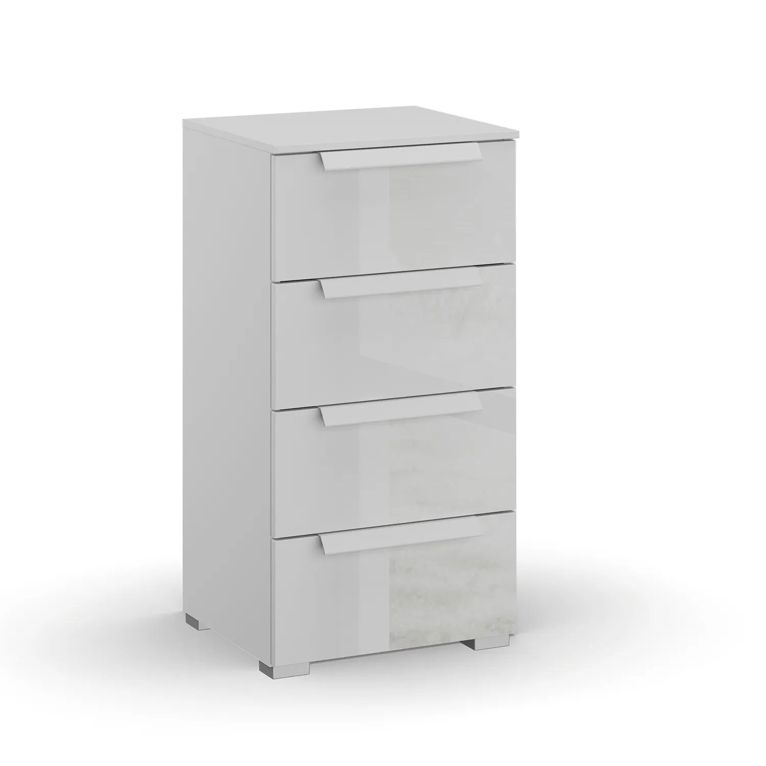 Rauch Frans 4 Drawer Glass Narrow Chest in Silk Grey
