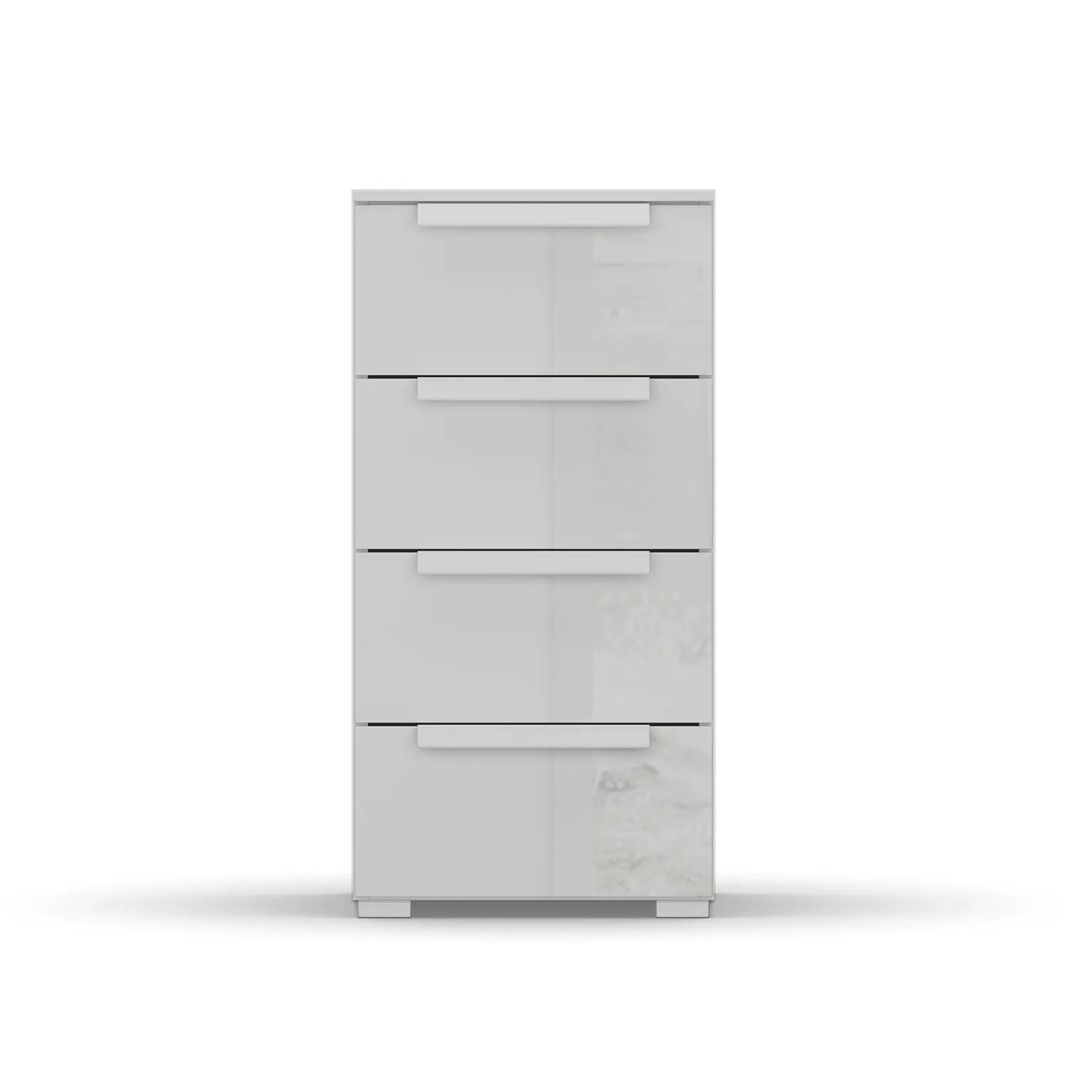 Rauch Frans 4 Drawer Glass Narrow Chest in Silk Grey - Front view