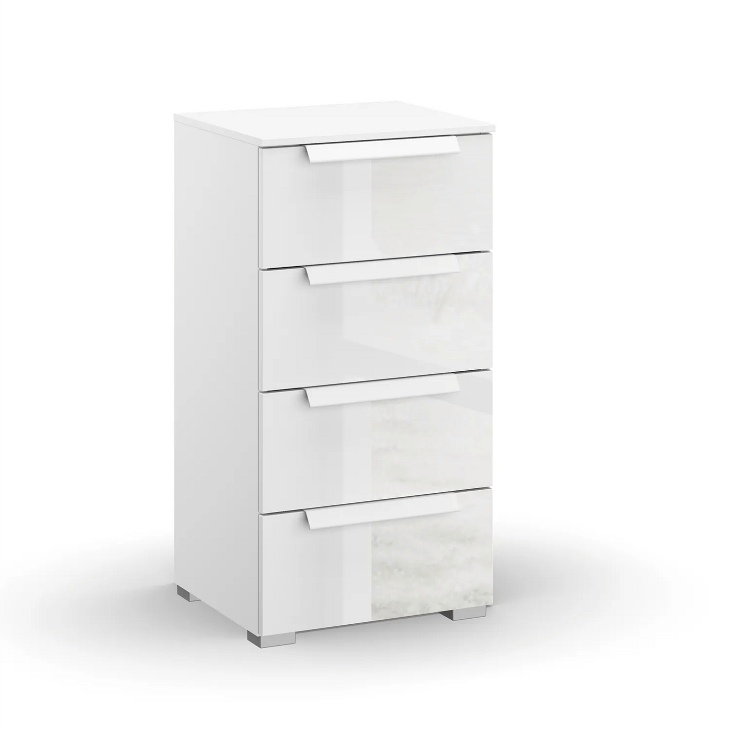 Rauch Frans 4 Drawer Glass Narrow Chest in White 