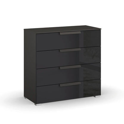 Rauch Frans 4 Drawer Glass Wide Chest - 80CM - in Graphite