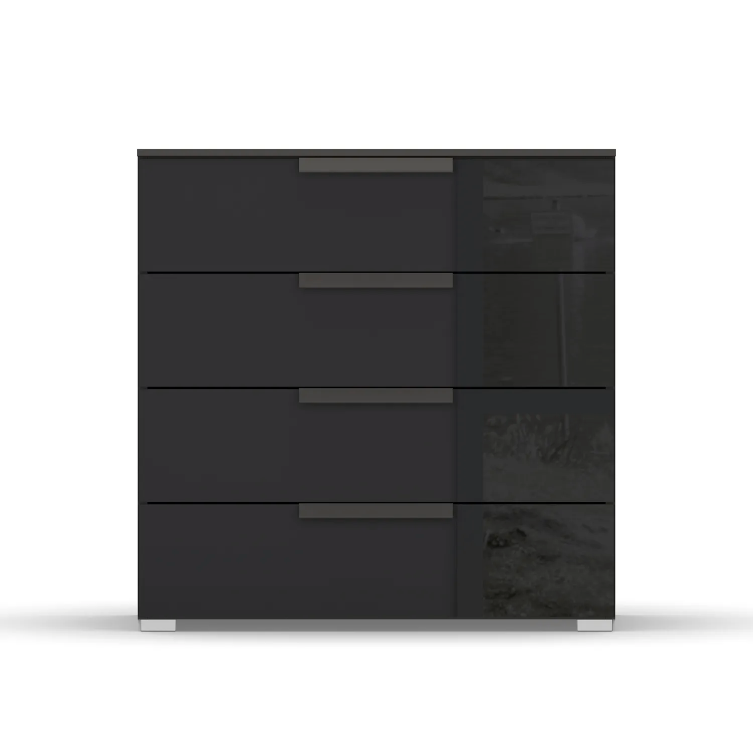 Rauch Frans 4 Drawer Glass Wide Chest - 80CM - in Graphite - Front view