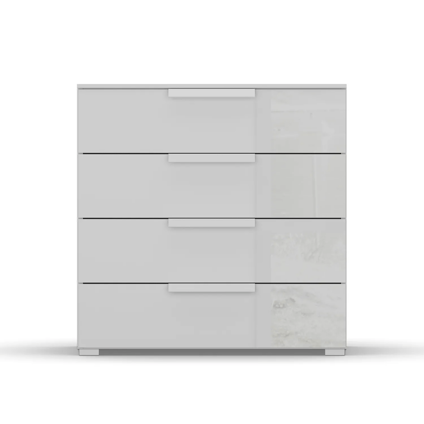 Rauch Frans 4 Drawer Glass Wide Chest - 80CM - in Silk Grey - Front view