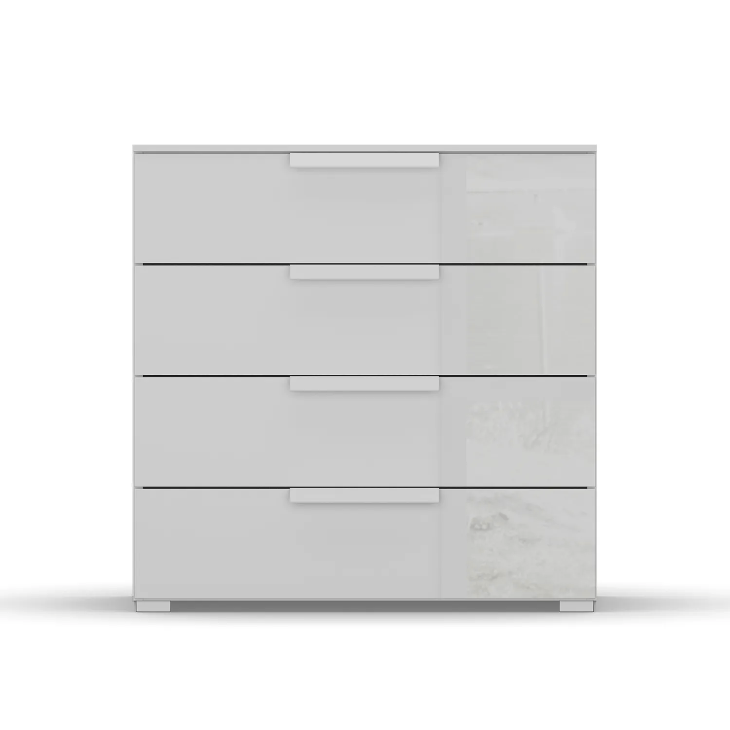 Rauch Frans 4 Drawer Glass Wide Chest - 80CM - in Silk Grey - Front view