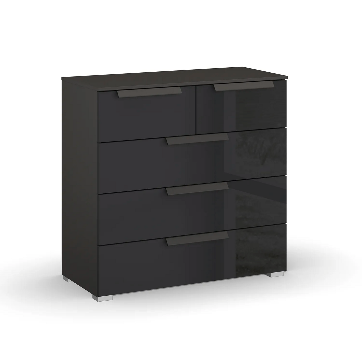 Rauch Frans 5 Drawer Glass Wide Chest - 80CM - in Graphite