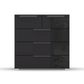 Rauch Frans 5 Drawer Glass Wide Chest - 80CM - in Graphite - Front view