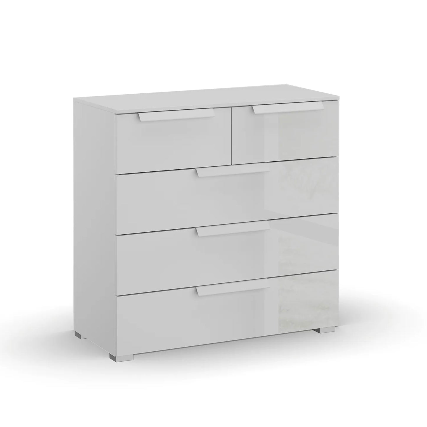 Rauch Frans 5 Drawer Glass Wide Chest - 80CM - in Silk Grey