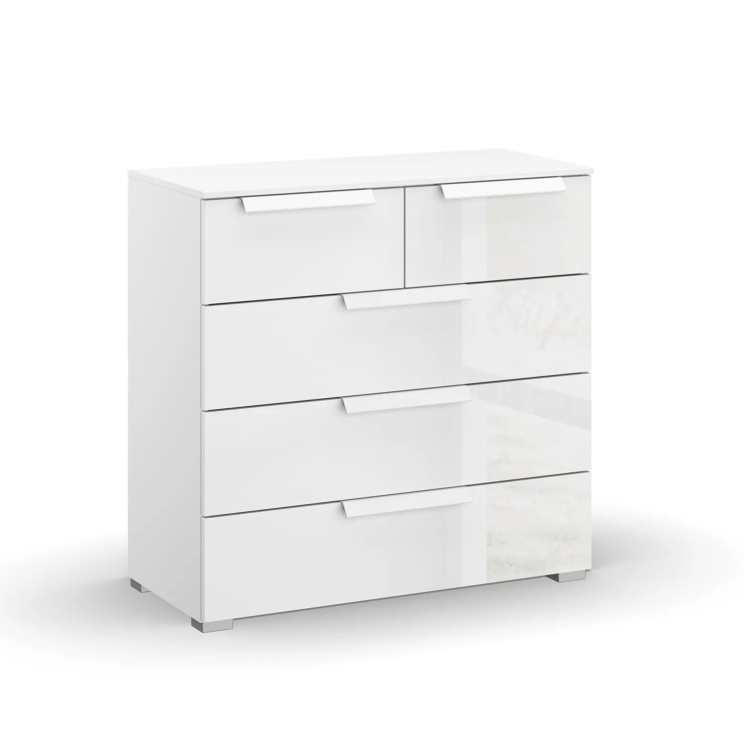 Rauch Frans 5 Drawer Glass Wide Chest - 80CM - in White