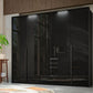 Frans 250cm Glass 5 Door Wardrobe With Drawers in Graphite - Passepartout Frame with Lights