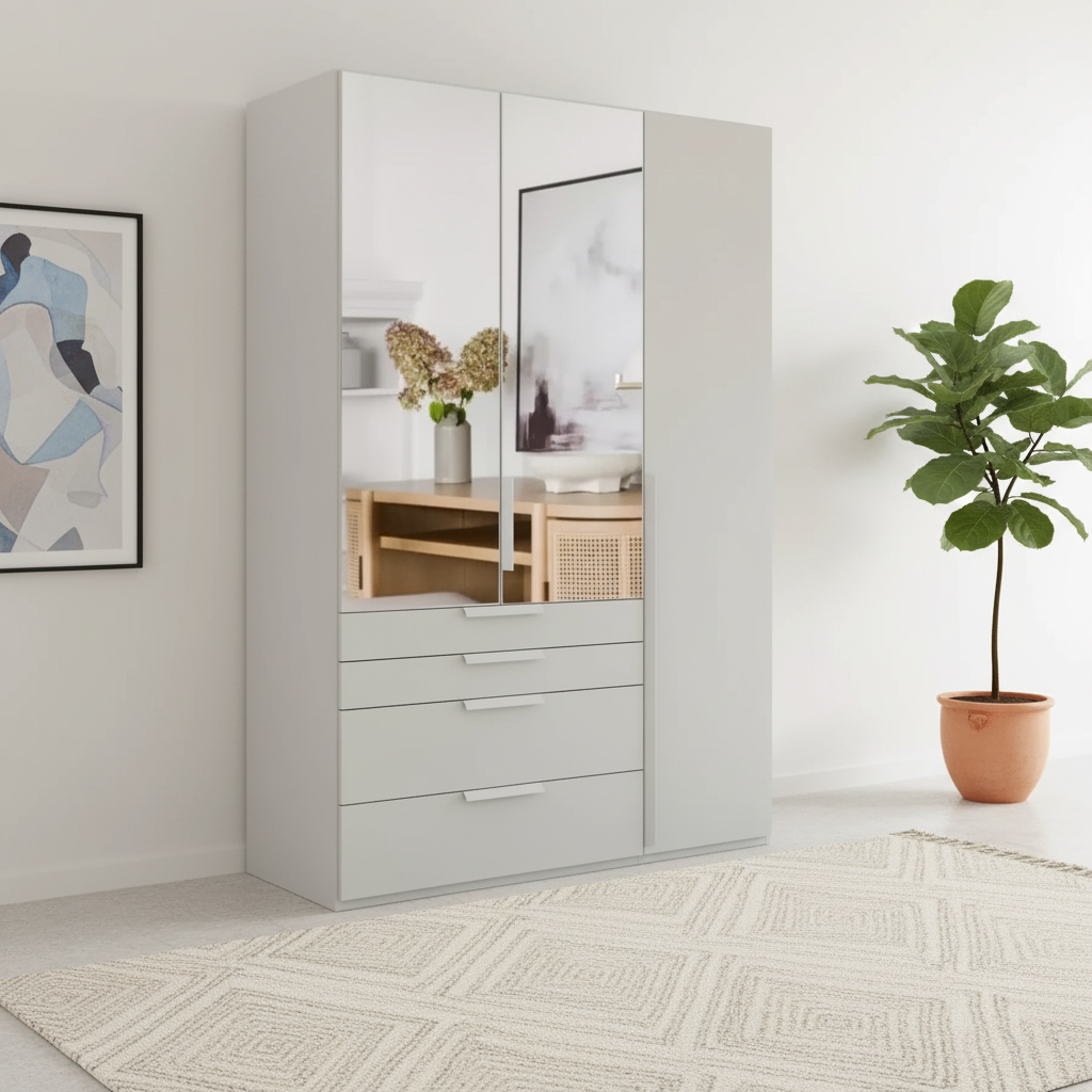 Rauch Frans 151cm Decor 3 Door Hinged Wardrobe with Exterior Drawers