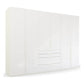 Frans 300cm Glass 6 Door Wardrobe With Drawers in White