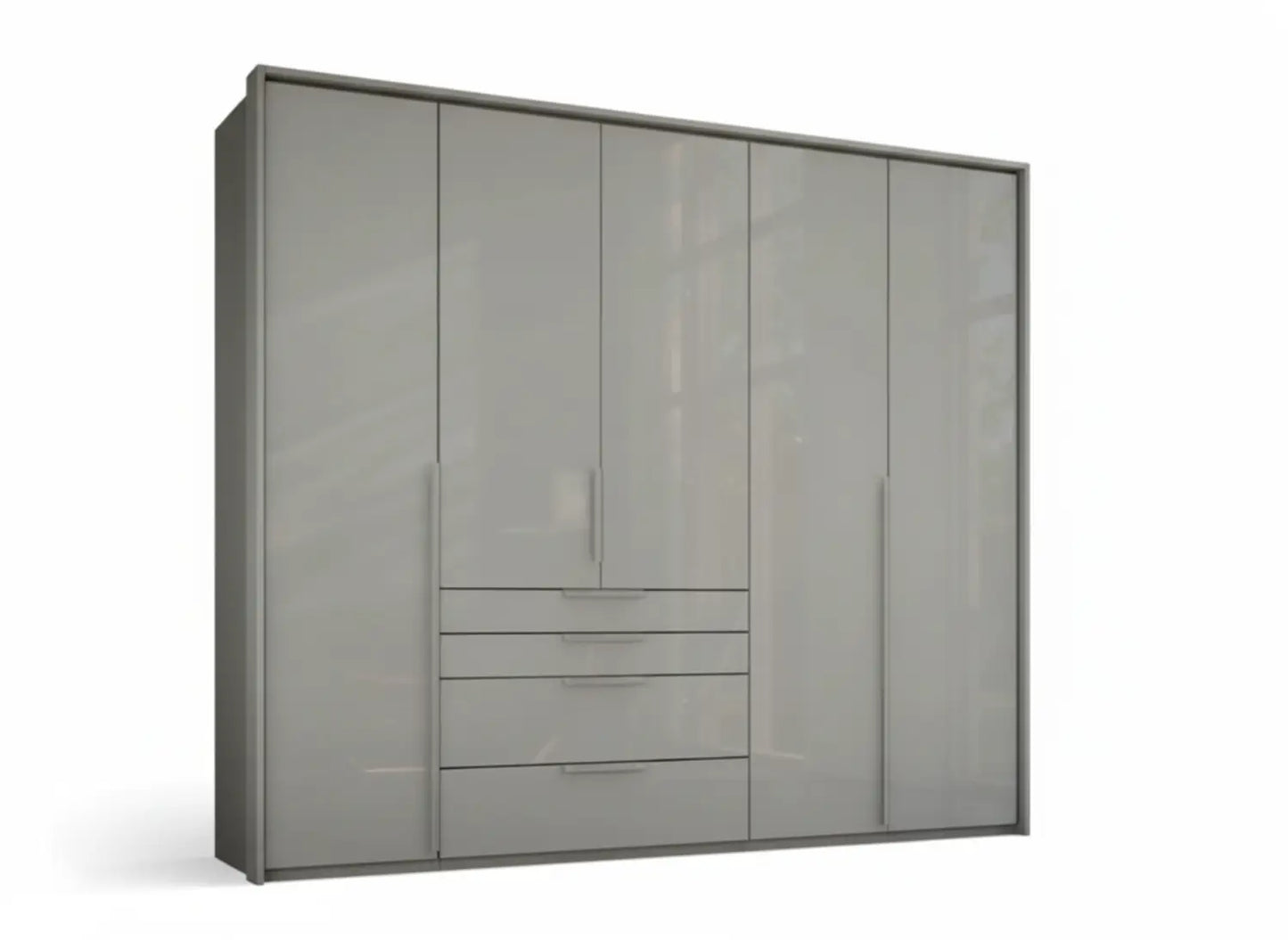 Frans 250cm Glass 5 Door Wardrobe With Drawers - Passepartout Frame