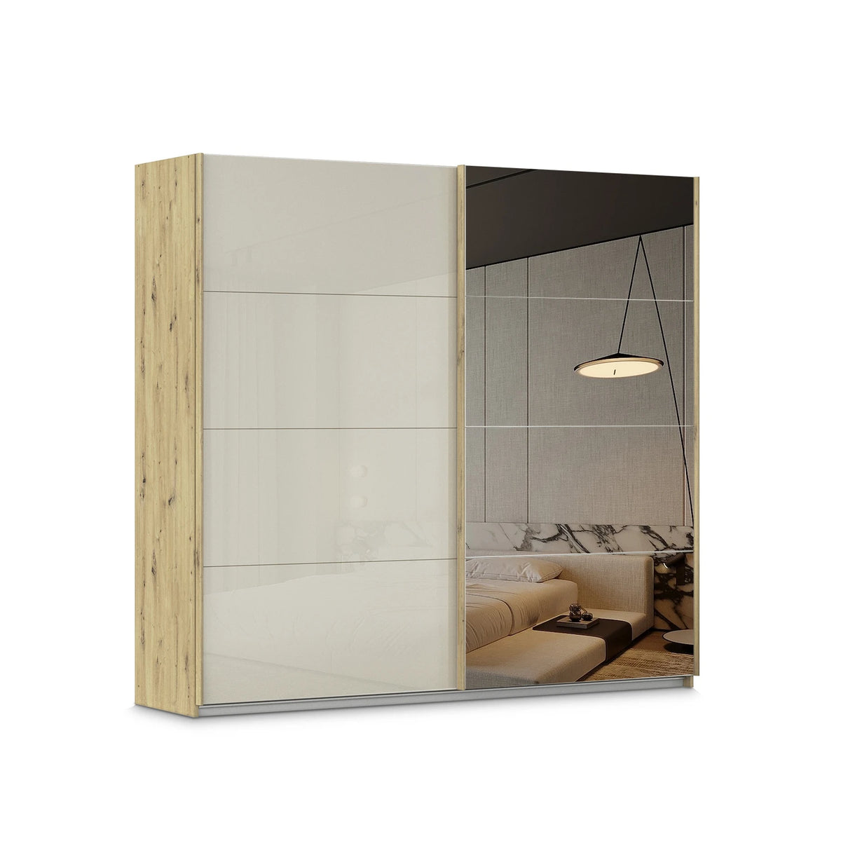 Rauch Freja Glass Door Sliding Wardrobe With Mirror