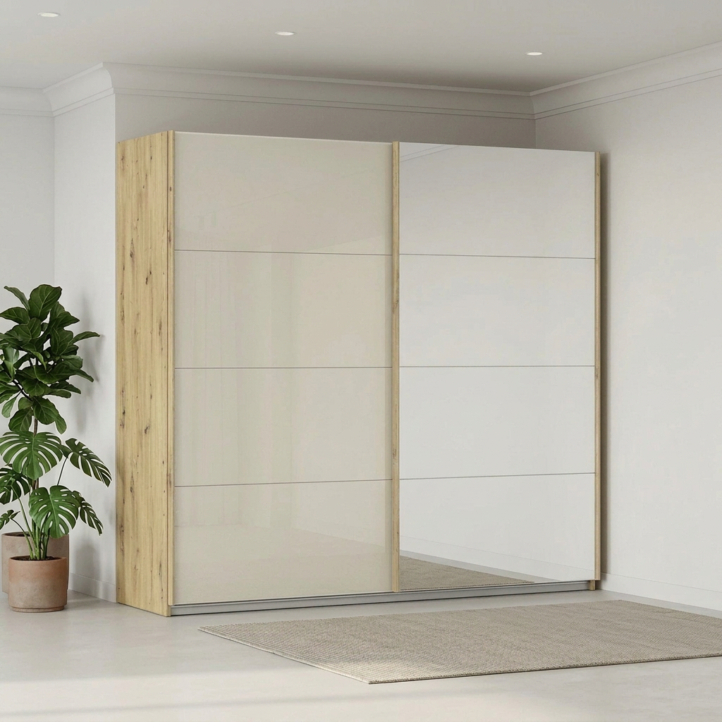 Rauch Freja Glass Door Sliding Wardrobe With Mirror