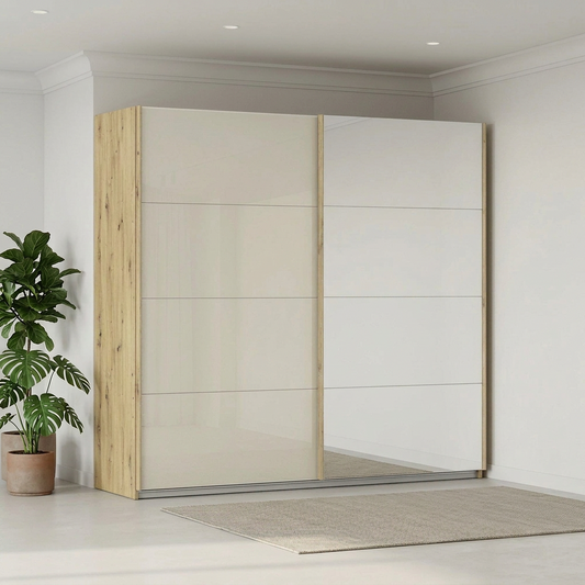 Rauch Freja Glass Door Sliding Wardrobe With Mirror