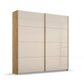 Rauch Freja Glass Door Sliding Wardrobe in Champagne front with Oak Carcase