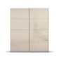 Rauch Freja Glass Door Sliding Wardrobe in Champagne front with Oak Carcase view