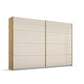 Rauch Freja Glass Door Sliding Wardrobe in Champagne front with Oak Carcase