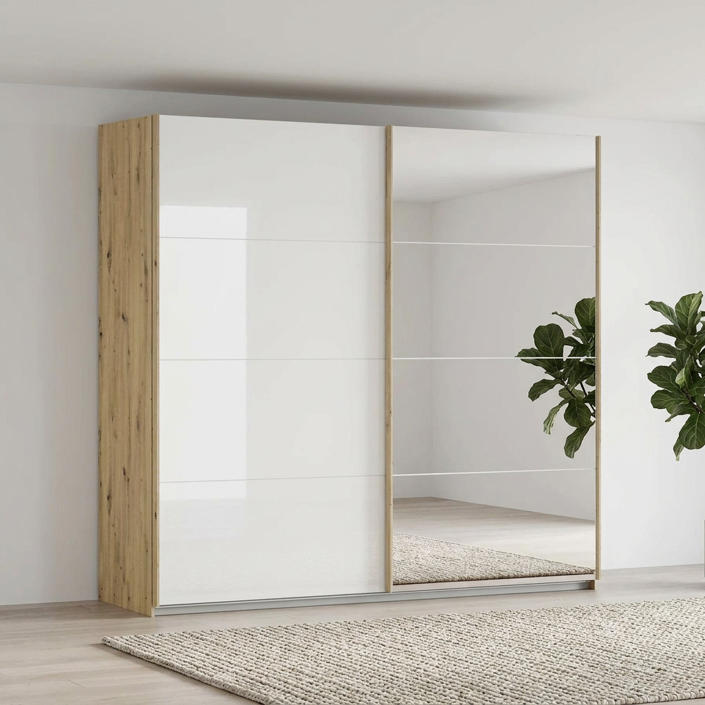 Rauch Freja Glass Door Sliding Wardrobe With Mirror