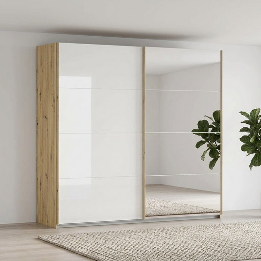 Rauch Freja Glass Door Sliding Wardrobe With Mirror