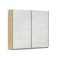Rauch Freja Glass Door Sliding Wardrobe in White front with Oak Carcase