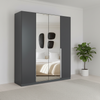 Rauch Glamour 181cm Metallic Grey 4 Door Mirrored Wardrobe with Chrome Handles