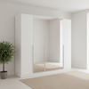 Rauch Glamour 226cm Decor White 5 Door Mirrored Wardrobe with long chrome handles
