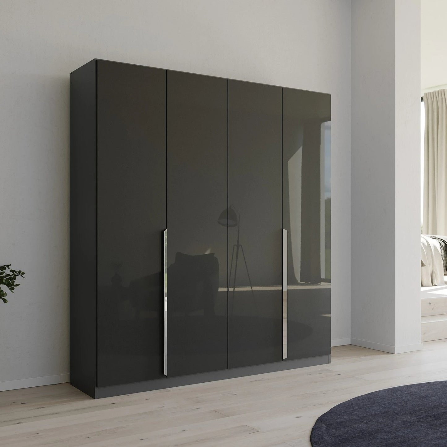 Rauch Glamour Metallic Grey 4 Door Wardrobe – 181cm