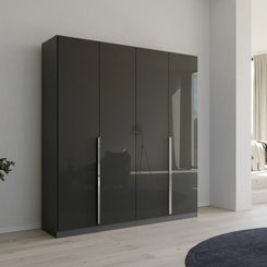 Rauch Glamour Metallic Grey 4 Door Wardrobe – 181cm