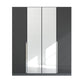 Rauch Glamour Metallic Grey 4 Door Mirrored Wardrobe – 181cm