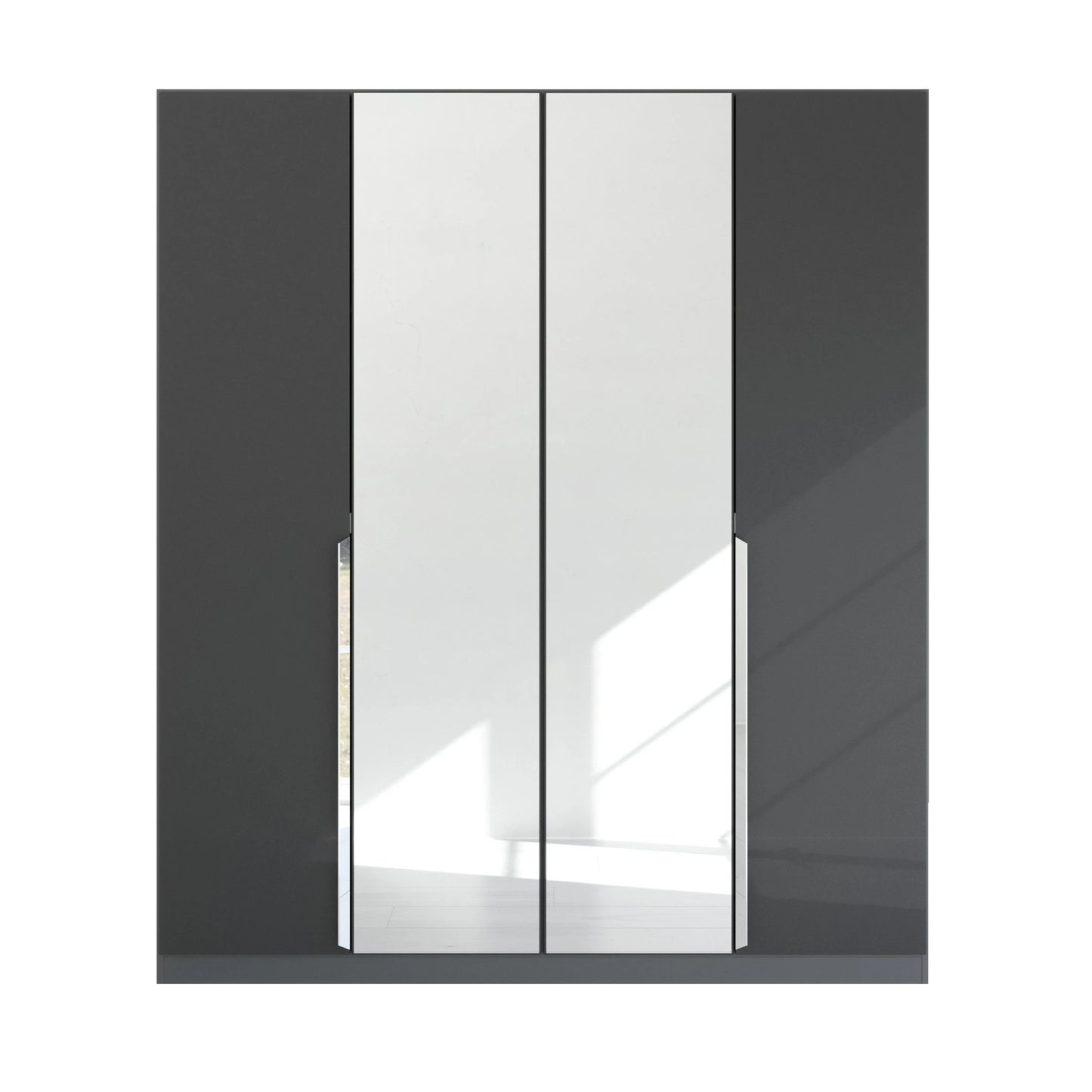 Rauch Glamour Metallic Grey 4 Door Mirrored Wardrobe – 181cm