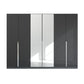 Rauch Glamour Metallic Grey 6 Door Mirrored Wardrobe – 271cm