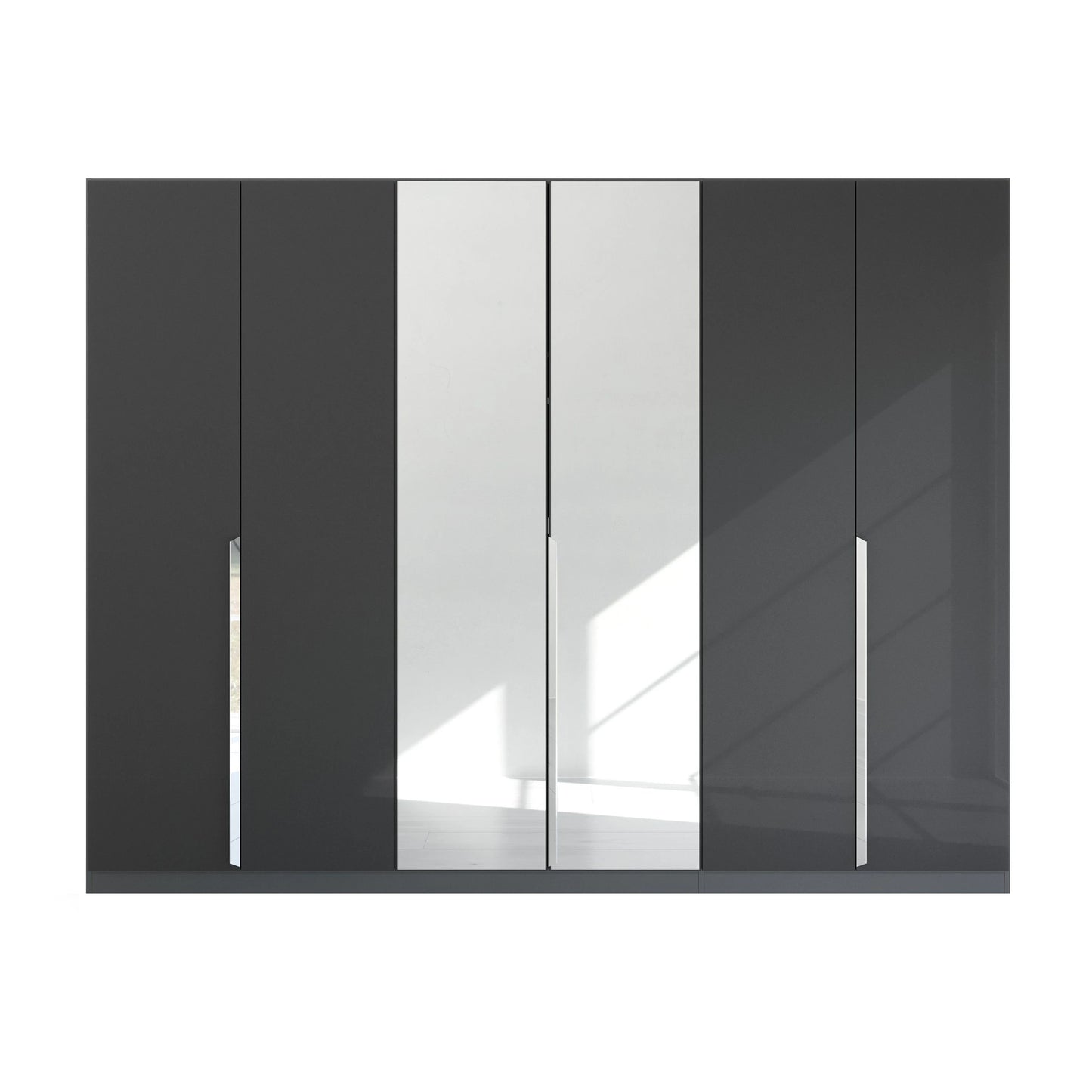 Rauch Glamour Metallic Grey 6 Door Mirrored Wardrobe – 271cm