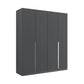 Rauch Glamour 181cm Metallic Grey 4 Door Wardrobe with Long Chrome Handles