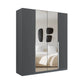 Rauch Glamour Metallic Grey 4 Door Mirrored Wardrobe – 181cm