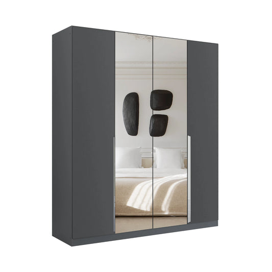Rauch Glamour Metallic Grey 4 Door Mirrored Wardrobe – 181cm