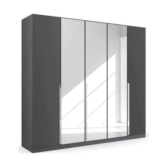Rauch Glamour Metallic Grey 5 Door Mirrored Wardrobe – 226cm