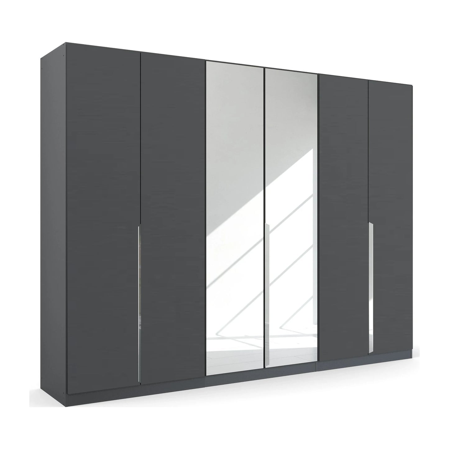 Rauch Glamour Metallic Grey 6 Door Mirrored Wardrobe – 271cm