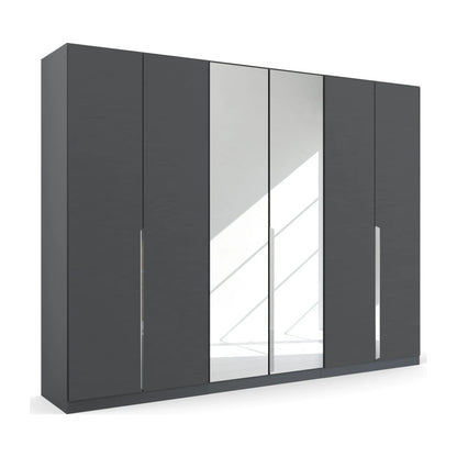 Rauch Glamour Metallic Grey 6 Door Mirrored Wardrobe – 271cm