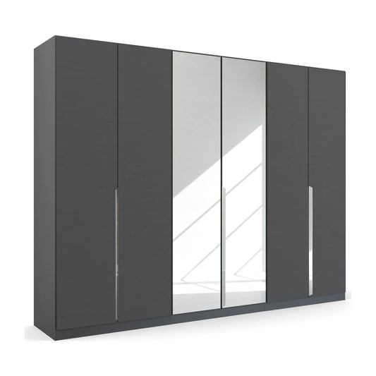 Rauch Glamour Metallic Grey 6 Door Mirrored Wardrobe – 271cm