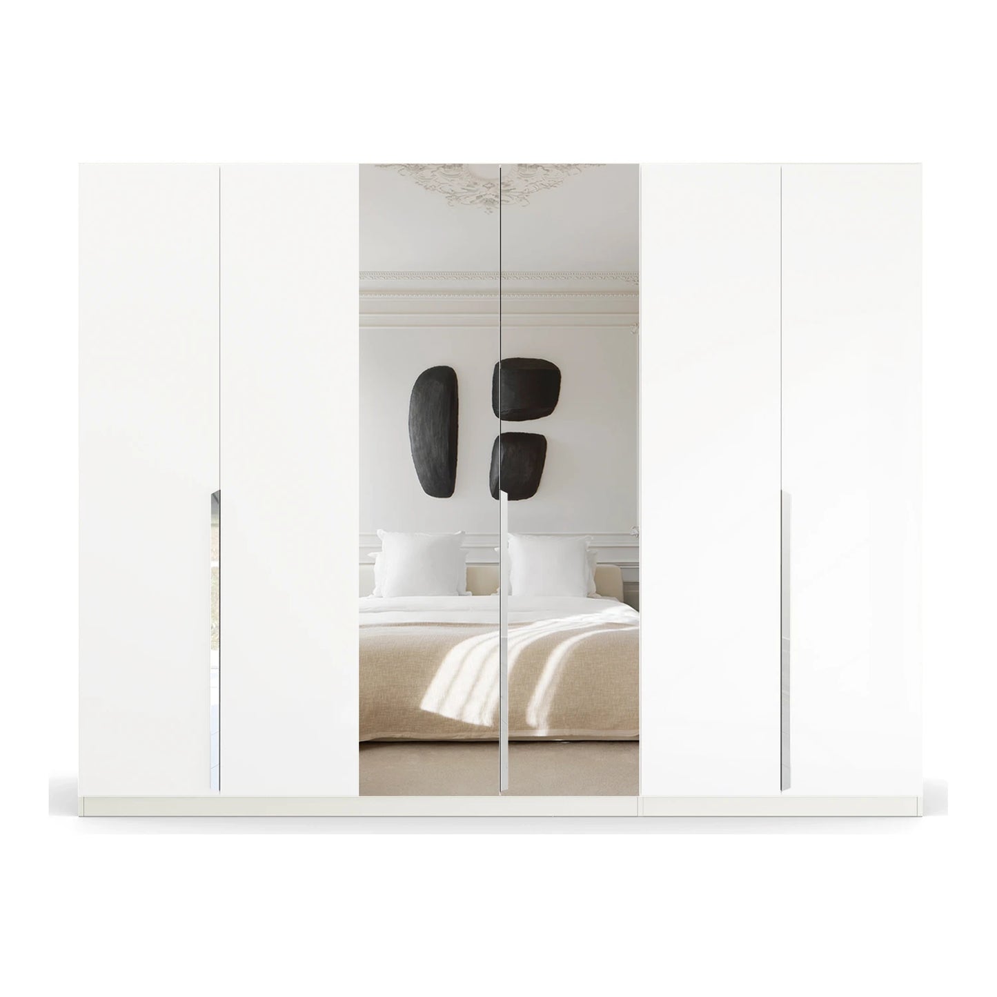 Rauch Glamour White 6 Door Mirrored Wardrobe – 271cm