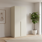 Rauch Heaven 101cm 2 Door Hinged Wardrobe with Décor Doors in Champagne styled in a modern bedroom