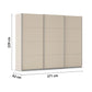 A four-panel three door Rauch Impulse sliding wardrobe or closet door system shown on a white background with dimension annotations indicating 229 cm height, 271 cm width, and 62 cm depth.