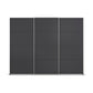 A modern four-panel three sliding Door Rauch Impulse wardrobe in a dark charcoal gray finish, shown against a plain white background.