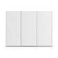A modern four Panel, three door white sliding Wardrobe with Aluminium Door Handles 