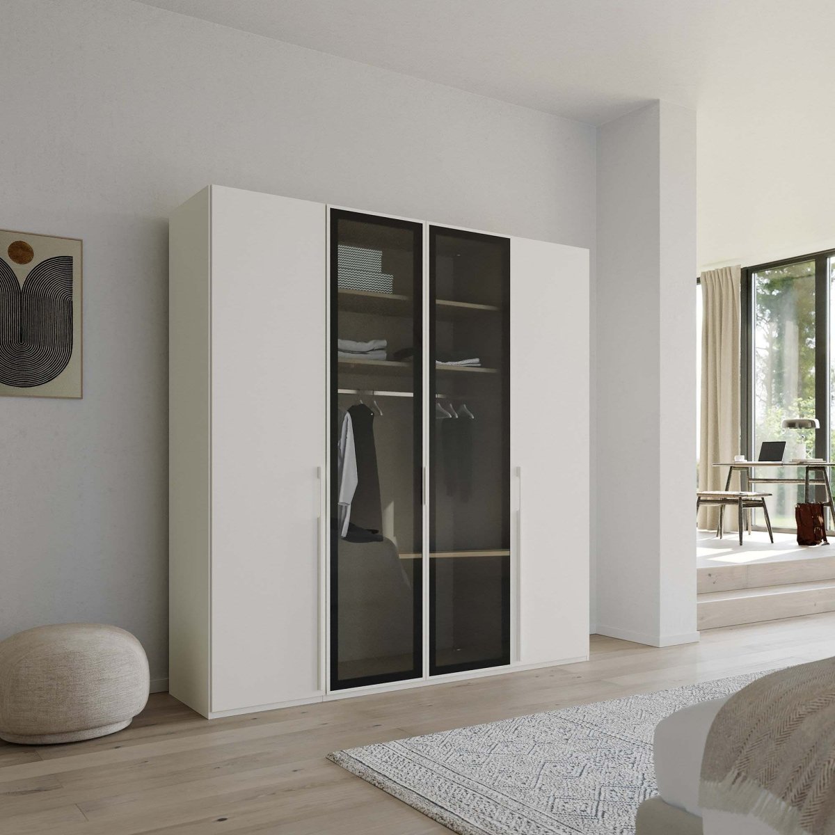 Rauch Kacey 201cm 4 Door Wardrobe 2 Transparent Glass Doors 