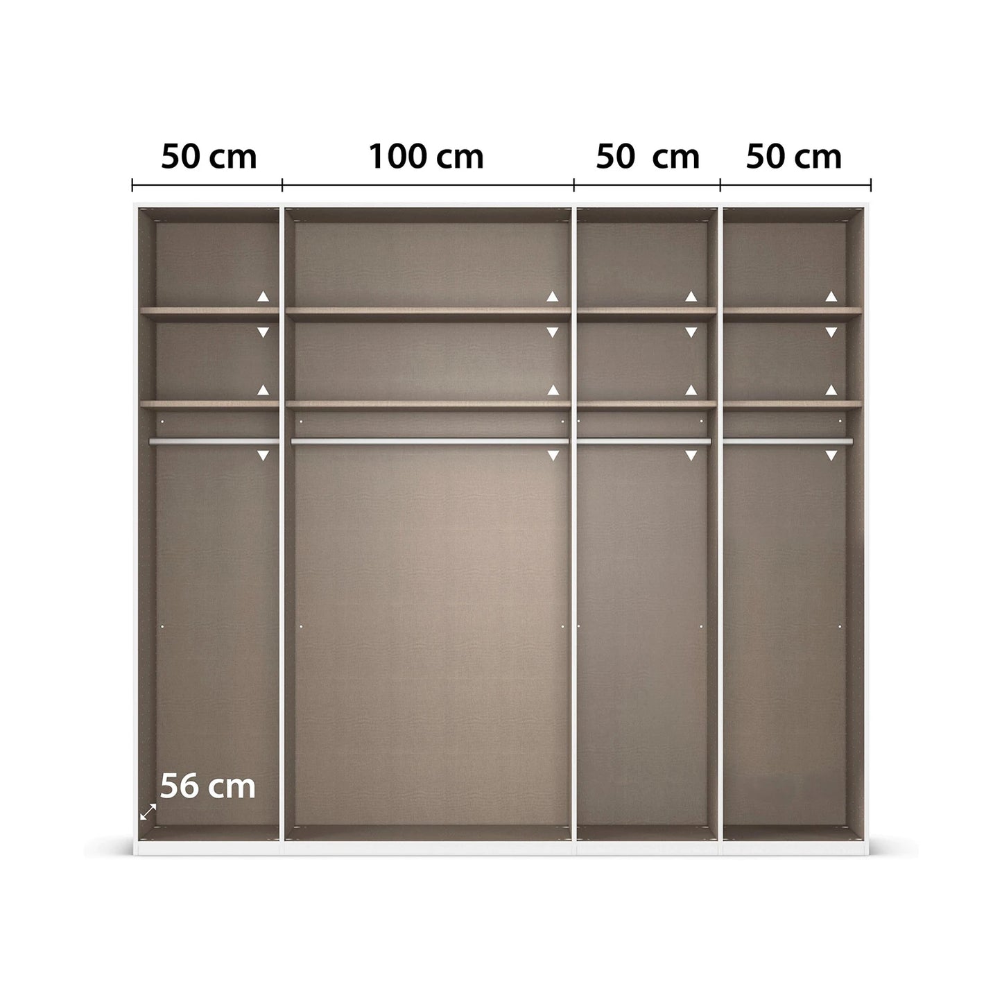 Kacey 251cm 5 Door Wardrobe 3 Glass Doors