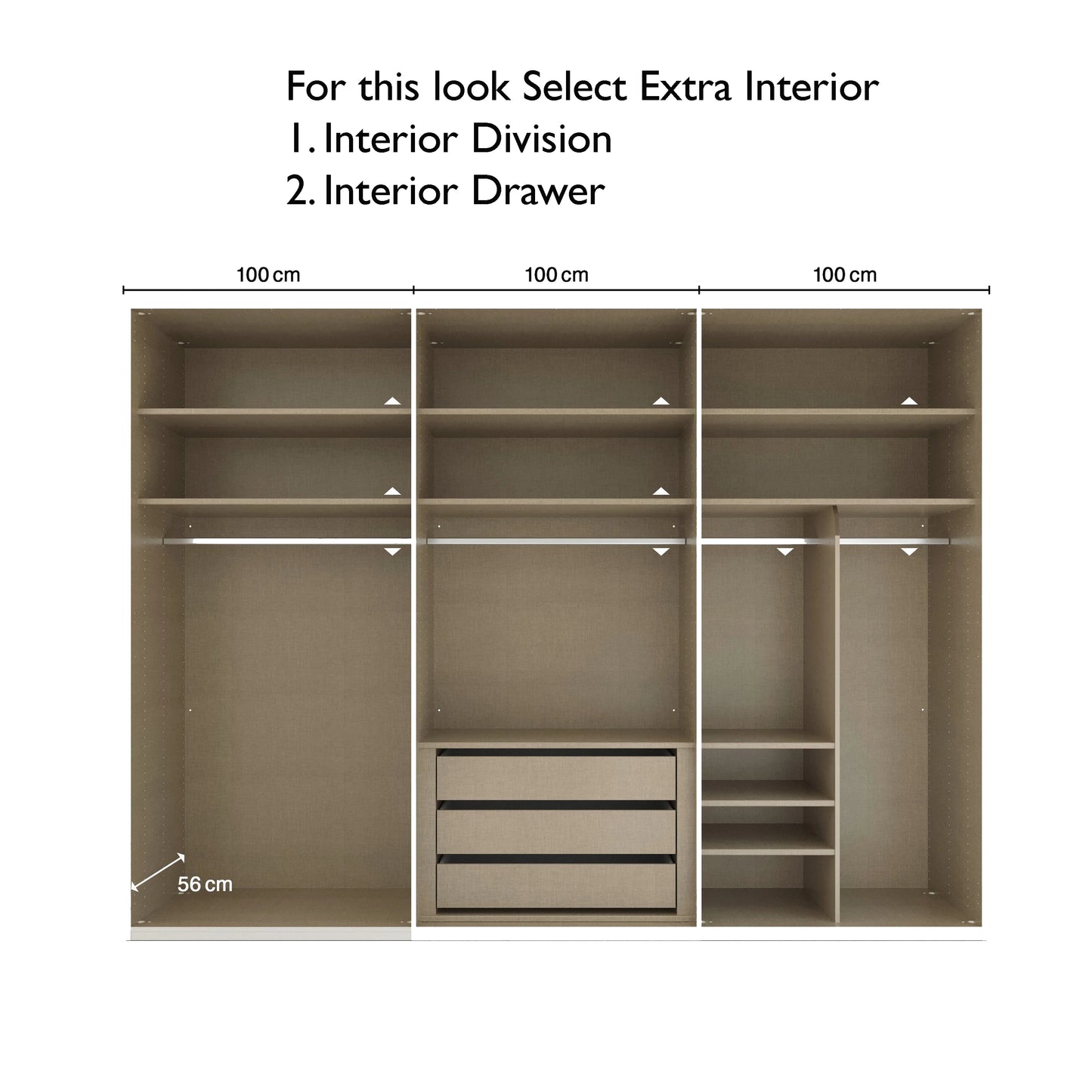 Rauch Kacey Champagne 6 Door Wardrobe With Glass Centre Doors – 301cm